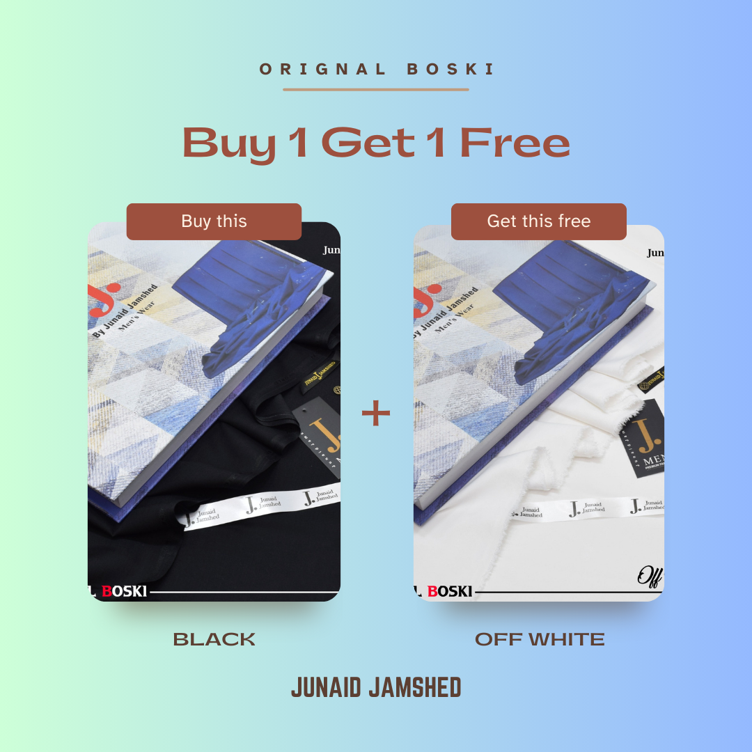 DEAL 1 - JUNAID JAMSHED ORIGNAL BOSKI ( 1 - PURE BLACK & 1 - OFF WHITE )