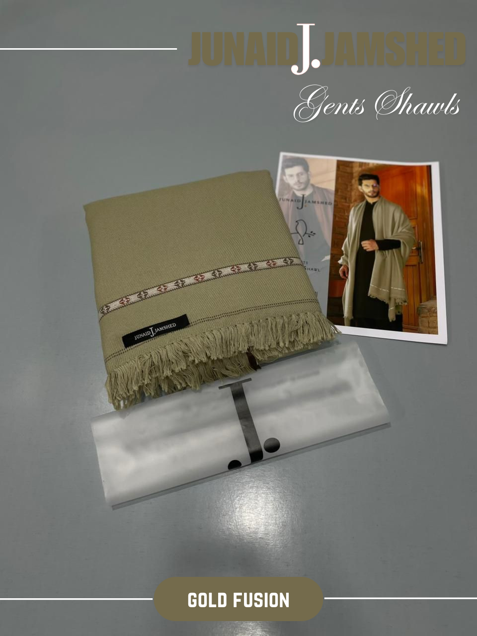 JUNAID JAMSHED- Premium - Gents Wool Shawl – Gold Fusion