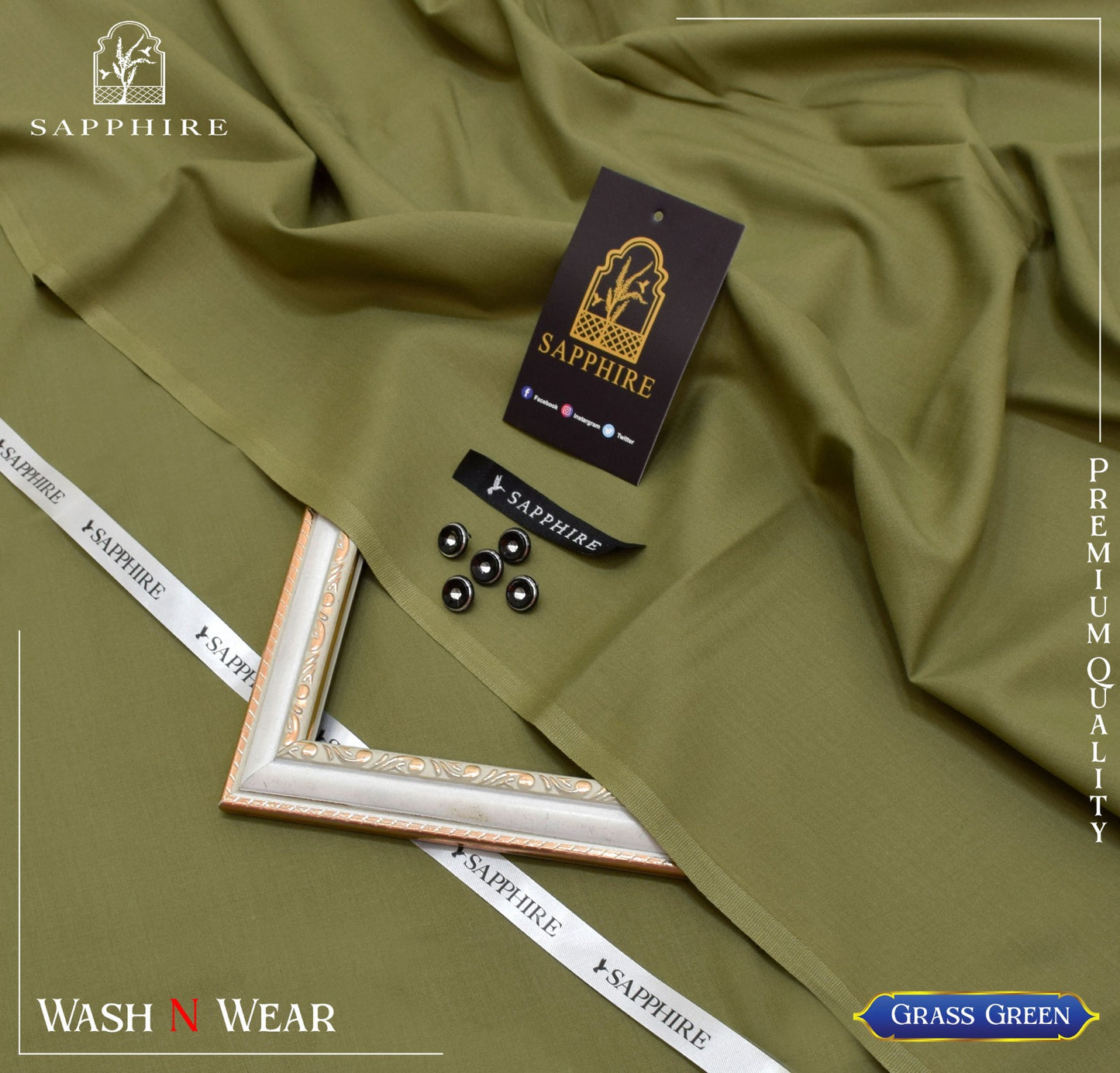 SAPPHIRE ( GRASS GREEN ) MEN Unstitched BOSKI