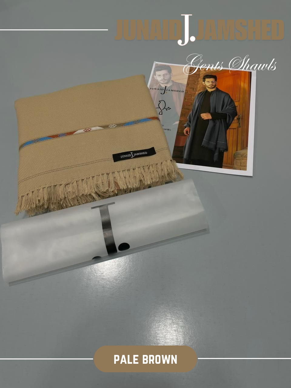 JUNAID JAMSHED- Premium - Gents Wool Shawl – Pale Brown