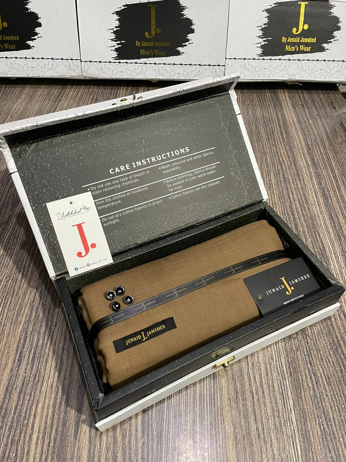 JUNAID JAMSHED ( ROSE WOOD ) MEN Unstitched ( SLUB ) 4-SEASON Wash & Wear