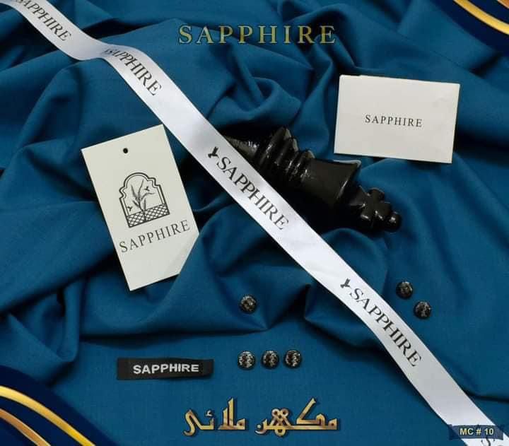 SAPPHIRE ( DARK CERULEAN ) MEN Unstitched 4-Season Wash & Wear