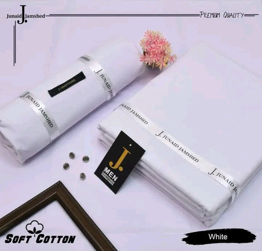 JUNAID JAMSHED ( WHITE ) MEN Unstitched Soft Cotton