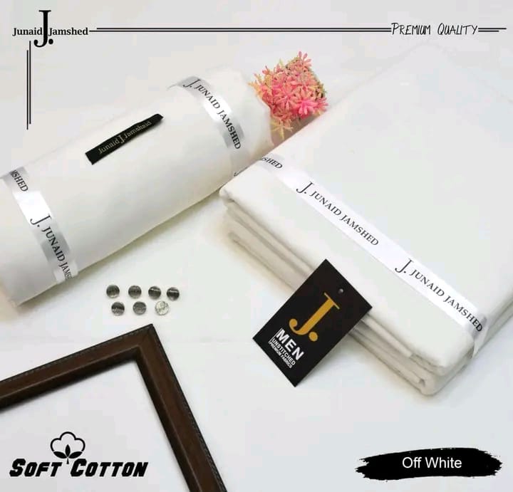 JUNAID JAMSHED ( OFF WHITE ) MEN Unstitched Soft Cotton