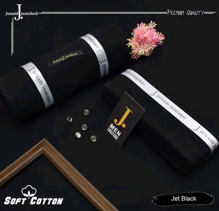 JUNAID JAMSHED ( BLACK ) MEN Unstitched Soft Cotton