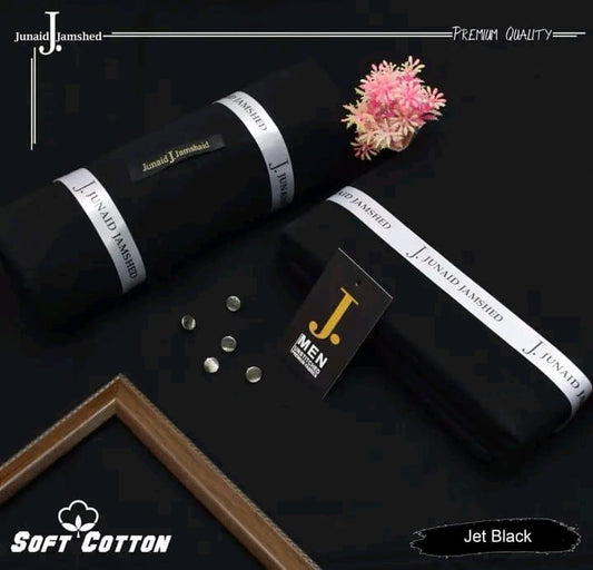 JUNAID JAMSHED ( BLACK ) MEN Unstitched Soft Cotton