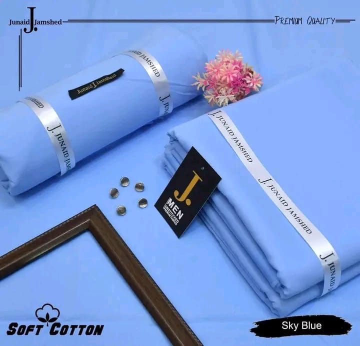 JUNAID JAMSHED ( SKY BLUE ) MEN Unstitched Soft Cotton