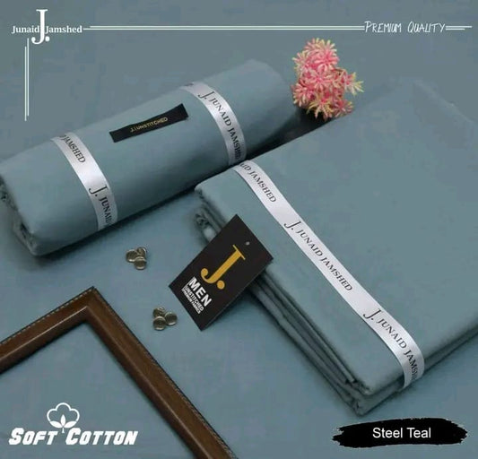 JUNAID JAMSHED ( STEEL TEAL ) MEN Unstitched Soft Cotton