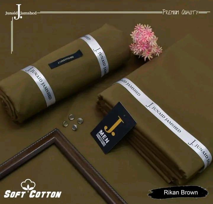 JUNAID JAMSHED ( RIKAN BROWN ) MEN Unstitched Soft Cotton