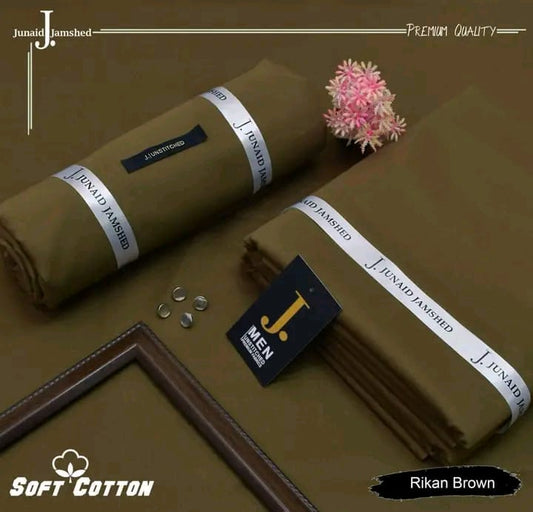 JUNAID JAMSHED ( RIKAN BROWN ) MEN Unstitched Soft Cotton