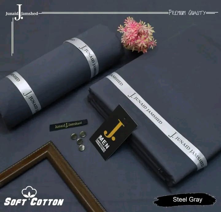 JUNAID JAMSHED ( STEEL GREY ) MEN Unstitched Soft Cotton