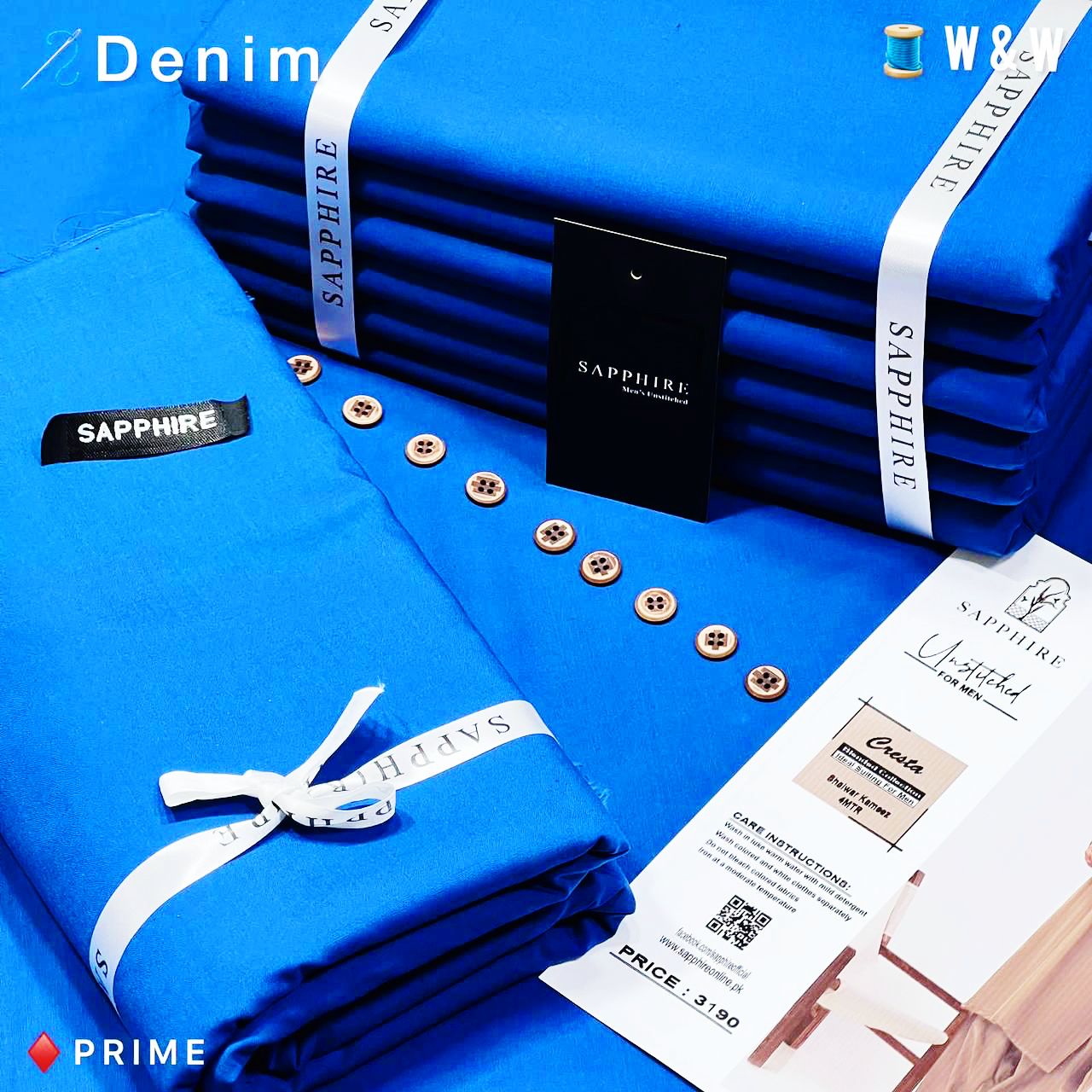 SAPPHIRE ( DENIM ) MEN Unstitched 4-Season Wash & Wear