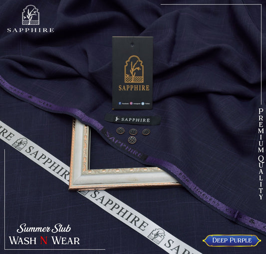 SAPPHIRE ( DEEP PURPLE ) MEN ( SELF PRINT SLUB ) Unstitched Summer Wash & Wear