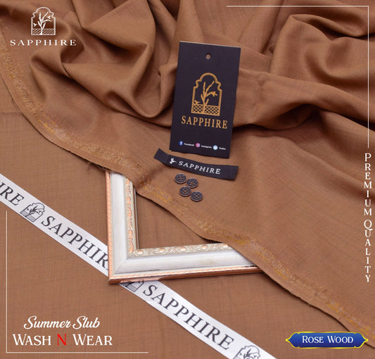 SAPPHIRE ( ROSE WOOD ) MEN ( SELF PRINT SLUB ) Unstitched Summer Wash & Wear