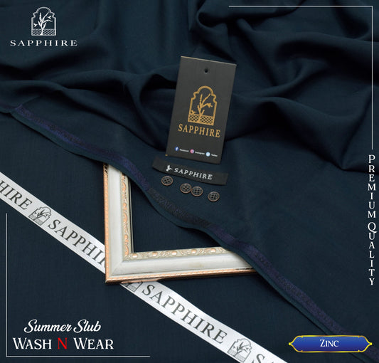 SAPPHIRE ( ZINC ) MEN ( SELF PRINT SLUB ) Unstitched Summer Wash & Wear