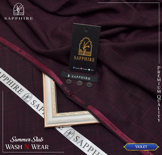 SAPPHIRE ( VIOLET ) MEN ( SELF PRINT SLUB ) Unstitched Summer Wash & Wear