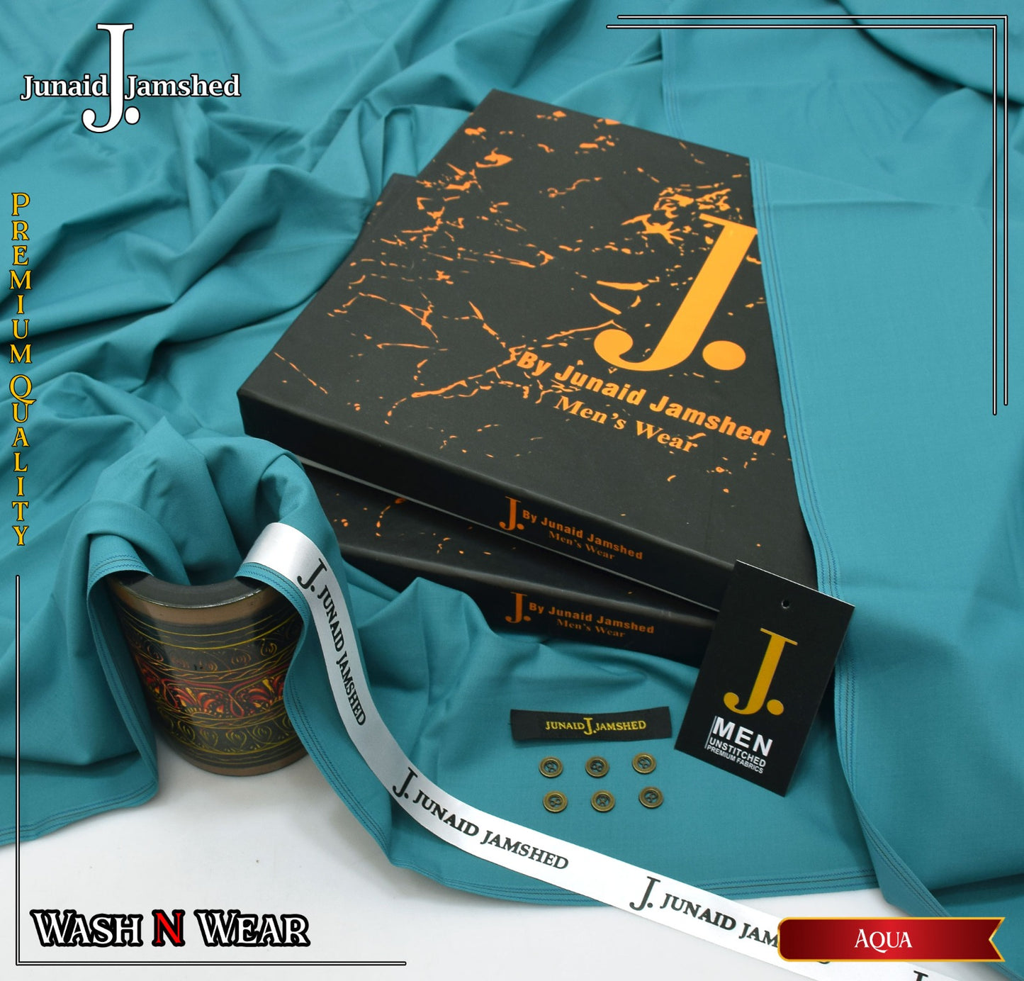 JUNAID JAMSHED ( AQUA ) MEN Unstitched 4-Season Wash & Wear