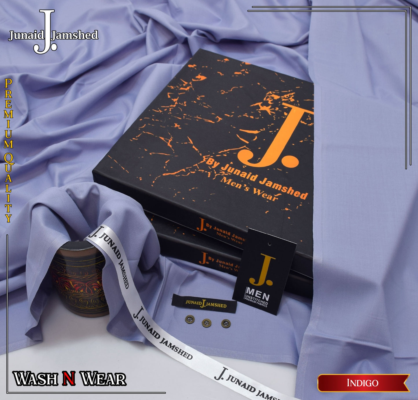 JUNAID JAMSHED ( INDIGO ) MEN Unstitched 4-Season Wash & Wear