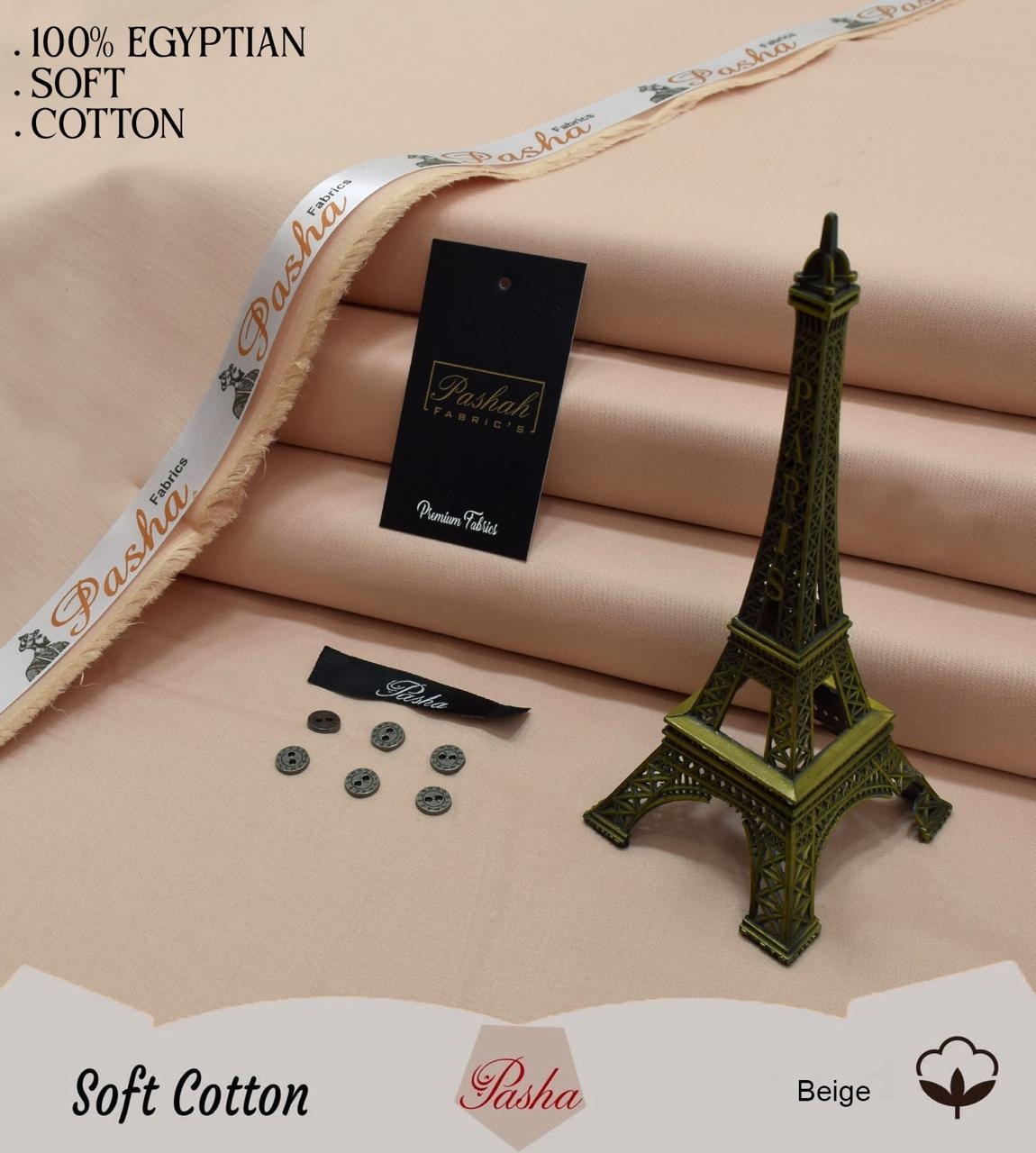 PASHA ( BEIGE ) MEN Unstitched Summer Soft Cotton