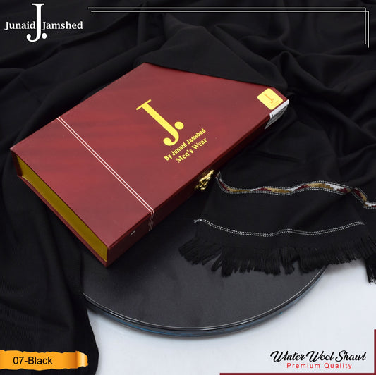 JUNAID JAMSHED- Premium Box - Gents Wool Shawl – Black