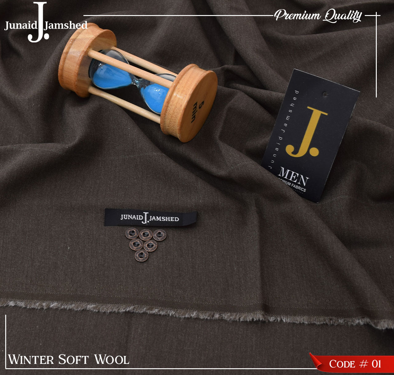JUNAID JAMSHED (BLACK OLIVE) MEN Unstitched Wool