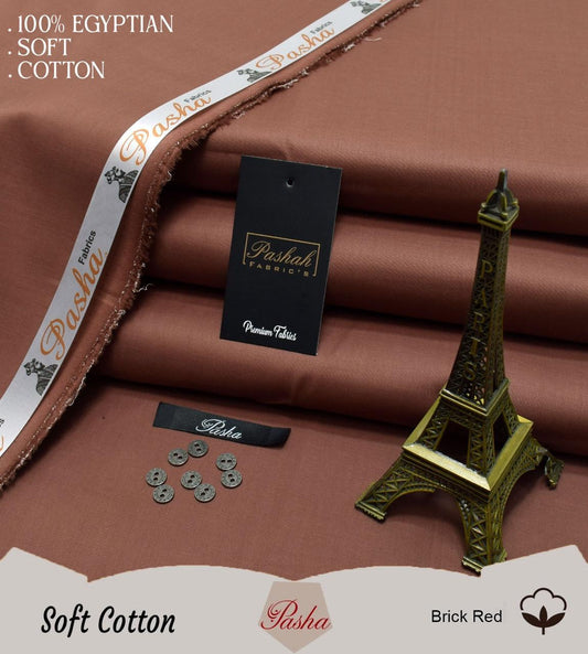 PASHA ( BRICK RED ) MEN Unstitched Summer Soft Cotton