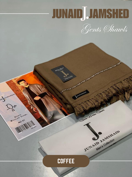 JUNAID JAMSHED- Premium - Gents Wool Shawl – Coffee