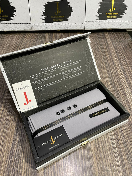 JUNAID JAMSHED ( CUTE GREY ) MEN Unstitched 4-Season Wash & Wear