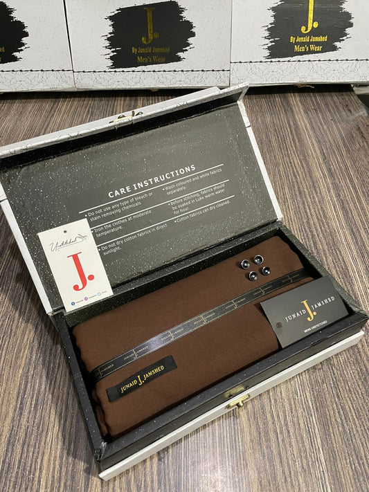 JUNAID JAMSHED ( LIGHT COCO BROWN ) MEN Unstitched ( SLUB ) 4-SEASON Wash & Wear