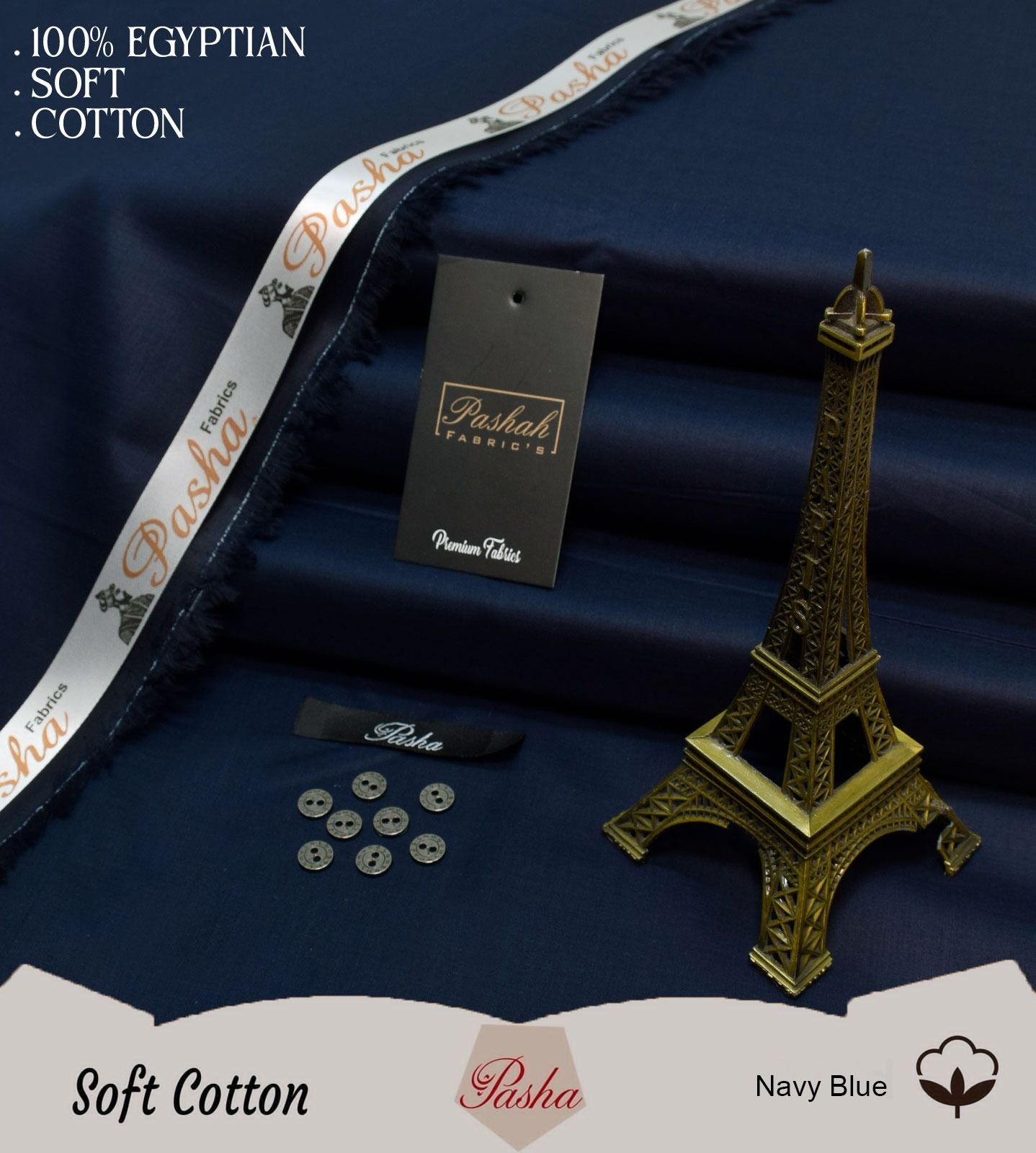 PASHA ( NAVY BLUE ) MEN Unstitched Summer Soft Cotton