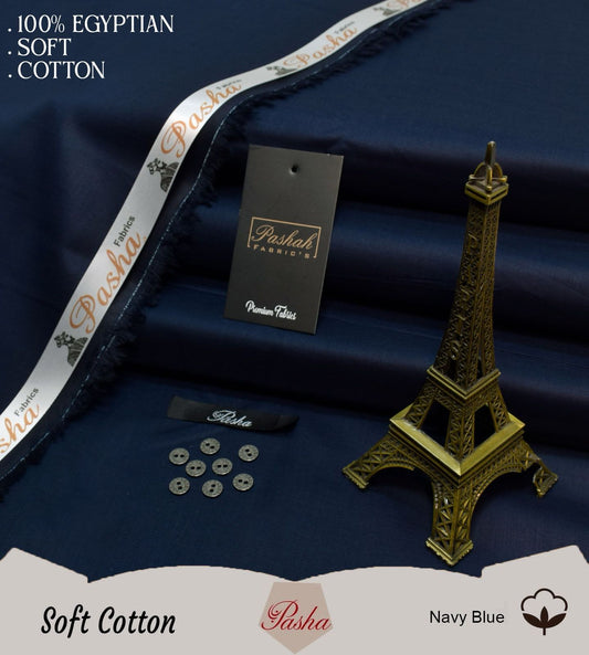 PASHA ( NAVY BLUE ) MEN Unstitched Summer Soft Cotton