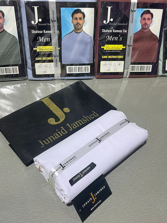 JUNAID JAMSHED ( PURE WHITE ) MEN Unstitched Summer Wash & Wear