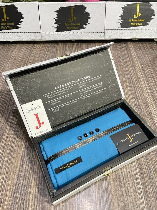 JUNAID JAMSHED ( RICH LIGHT BLUE ) MEN Unstitched 4-Season Wash & Wear