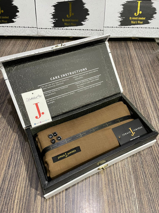 JUNAID JAMSHED ( ROSE WOOD ) MEN Unstitched ( SLUB ) 4-SEASON Wash & Wear