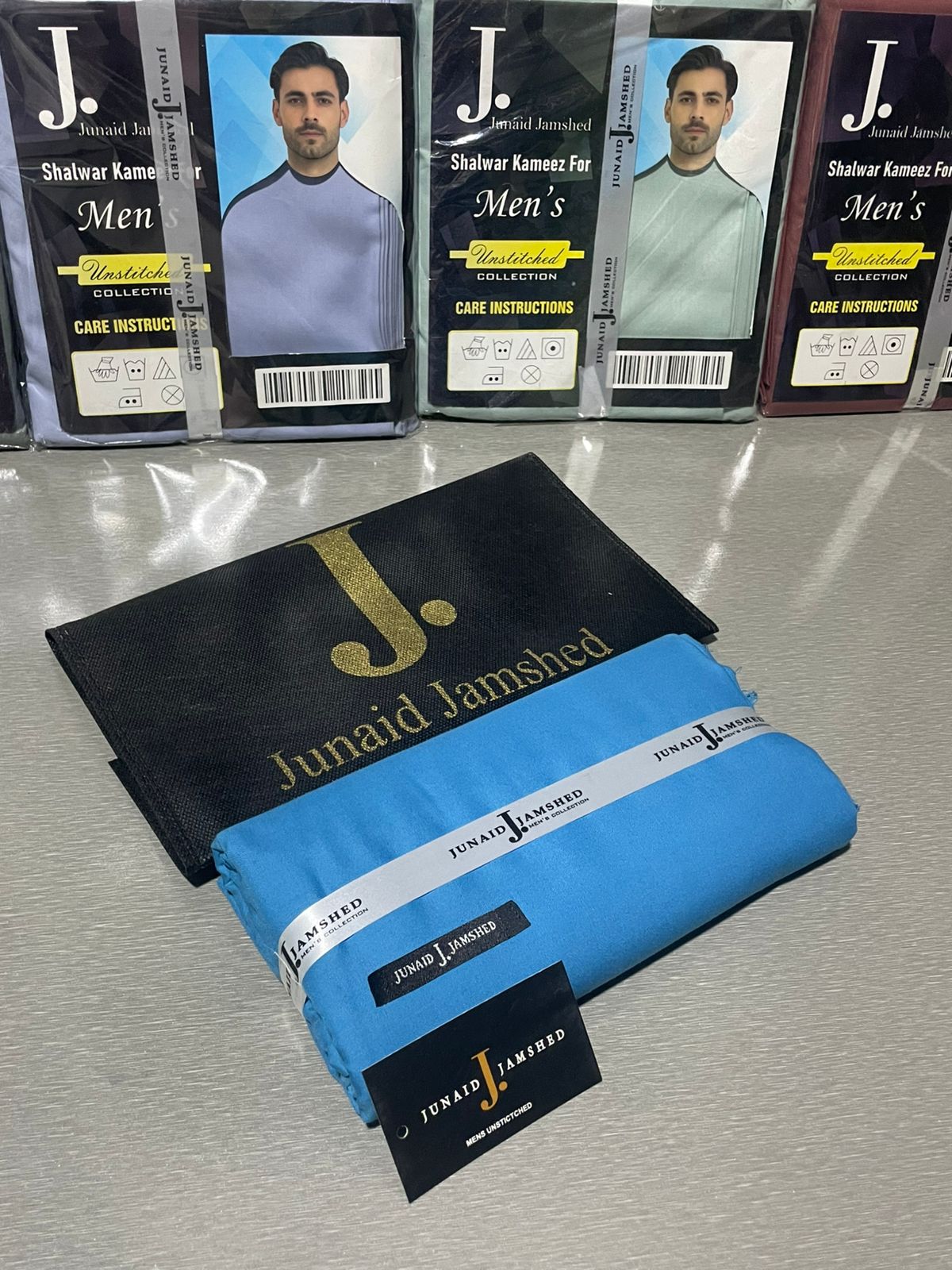 JUNAID JAMSHED ( RICH LIGHT BLUE ) MEN Unstitched Summer Wash & Wear
