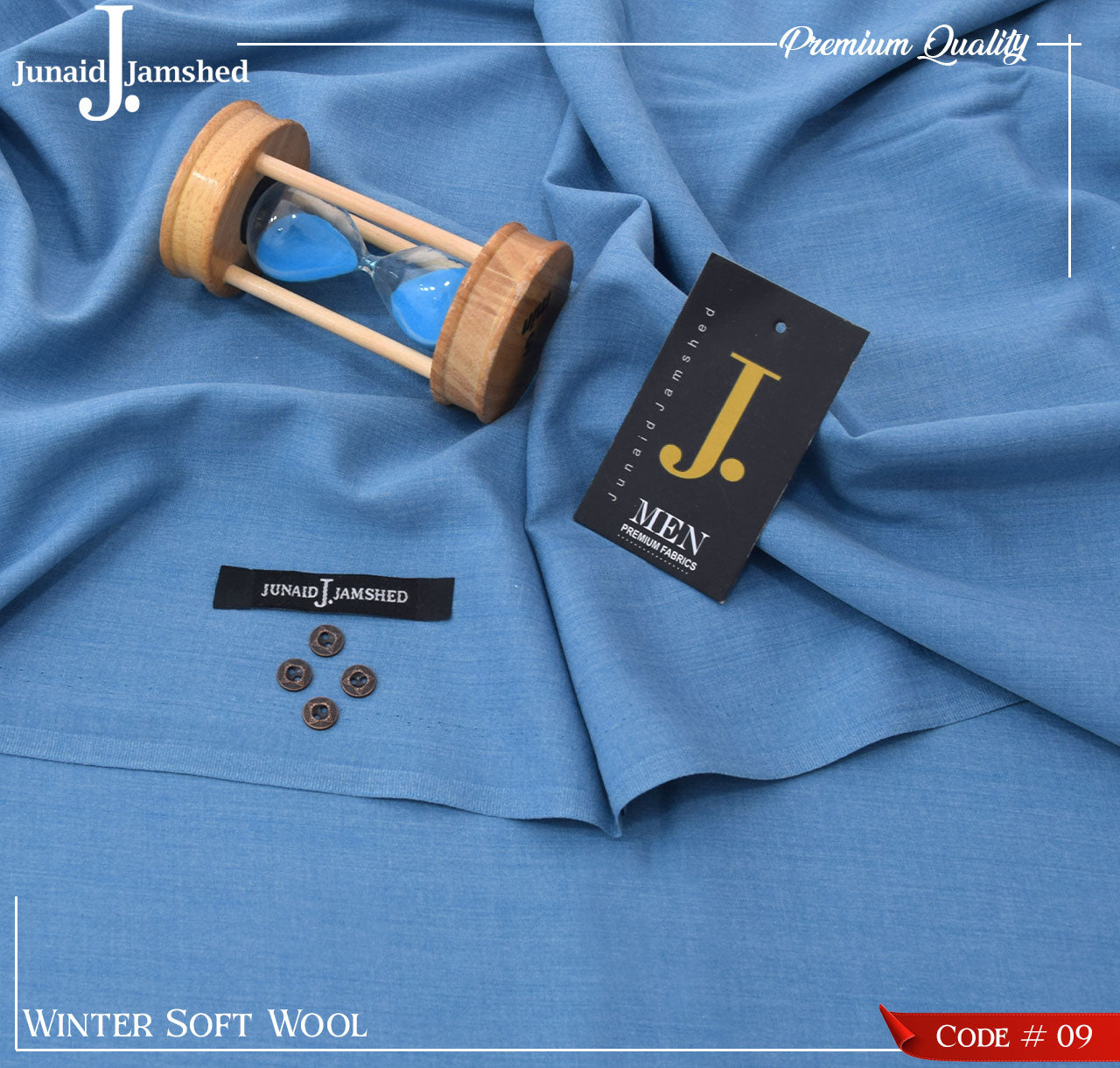 JUNAID JAMSHED (SILVER LAKE BLUE) MEN Unstitched Wool