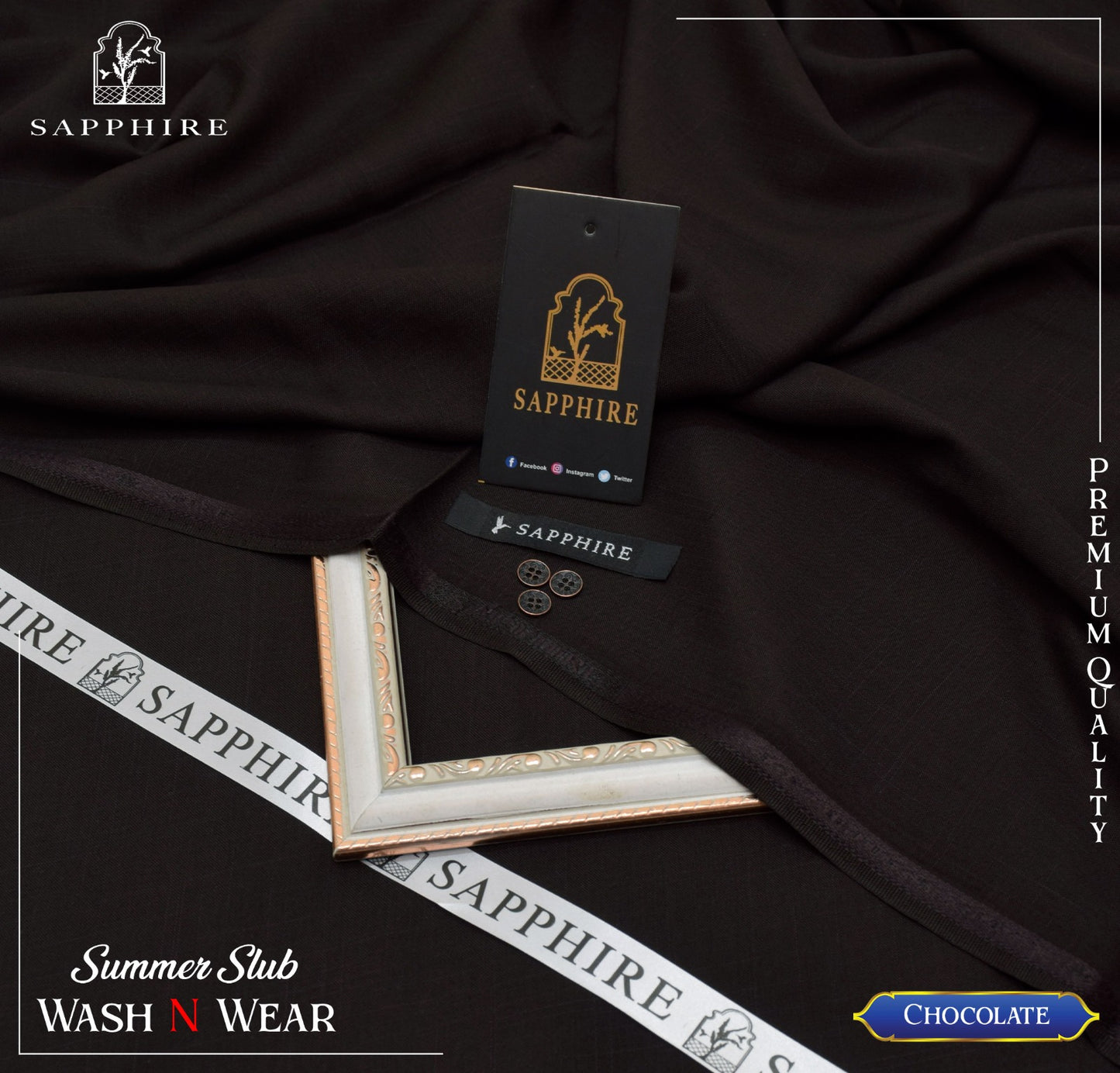 SAPPHIRE ( CHOCOLATE ) MEN ( SELF PRINT SLUB ) Unstitched Summer Wash & Wear