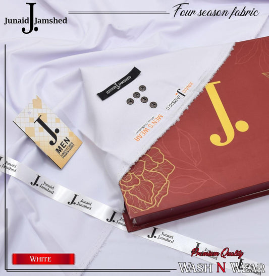 JUNAID JAMSHED ( PURE WHITE ) MEN Unstitched 4-Season Wash & Wear