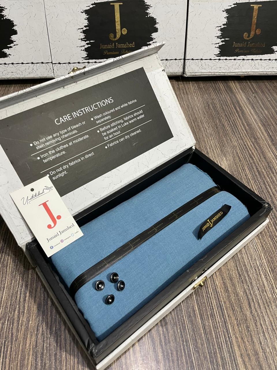 JUNAID JAMSHED ( METALIC BLUE ) MEN Unstitched ( DOUBLE TUNE ) 4-Season Wash & Wear