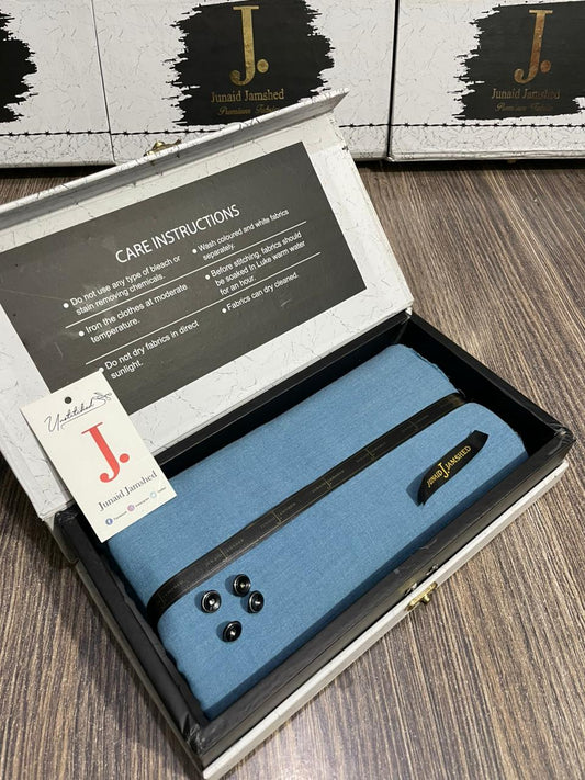 JUNAID JAMSHED ( METALIC BLUE ) MEN Unstitched ( DOUBLE TUNE ) 4-Season Wash & Wear