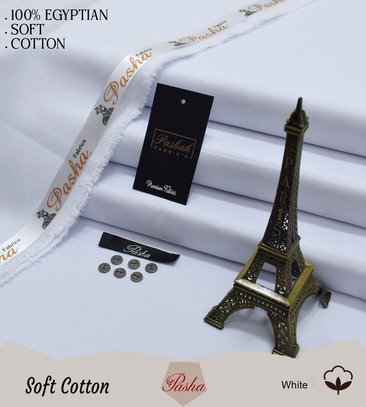 PASHA ( WHITE ) MEN Unstitched Summer Soft Cotton