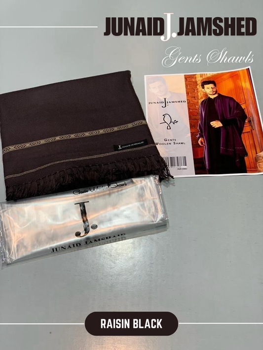 JUNAID JAMSHED- Premium - Gents Wool Shawl – Raisin Black