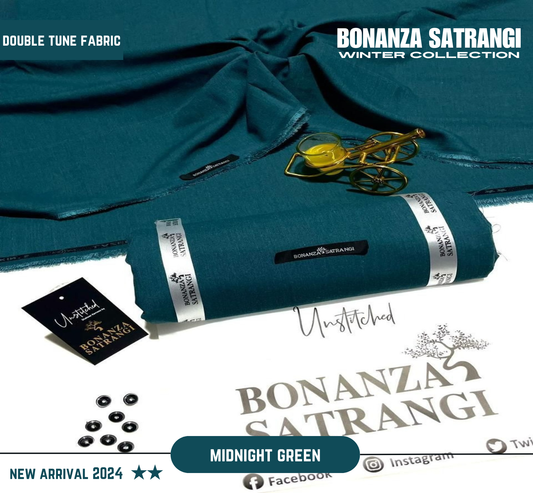 BONANZA SATRANGI (MIDNIGHT GREEN) MEN Unstitched Double Tune Winter Wash & Wear