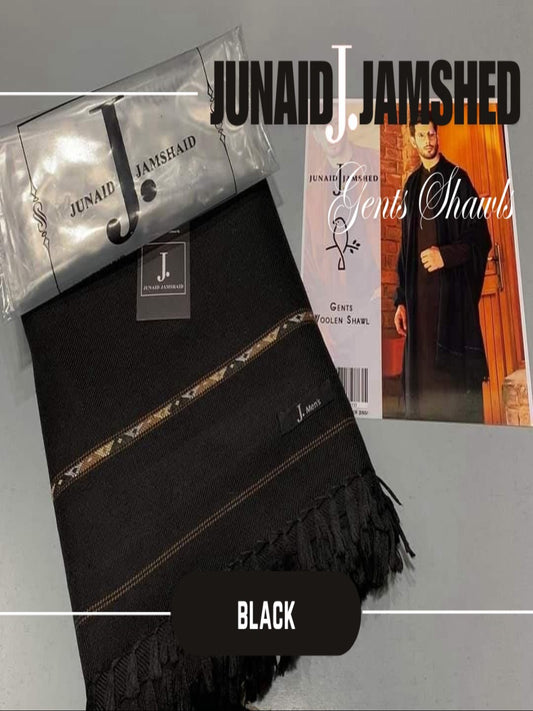 JUNAID JAMSHED- Premium - Gents Wool Shawl – Pure Black